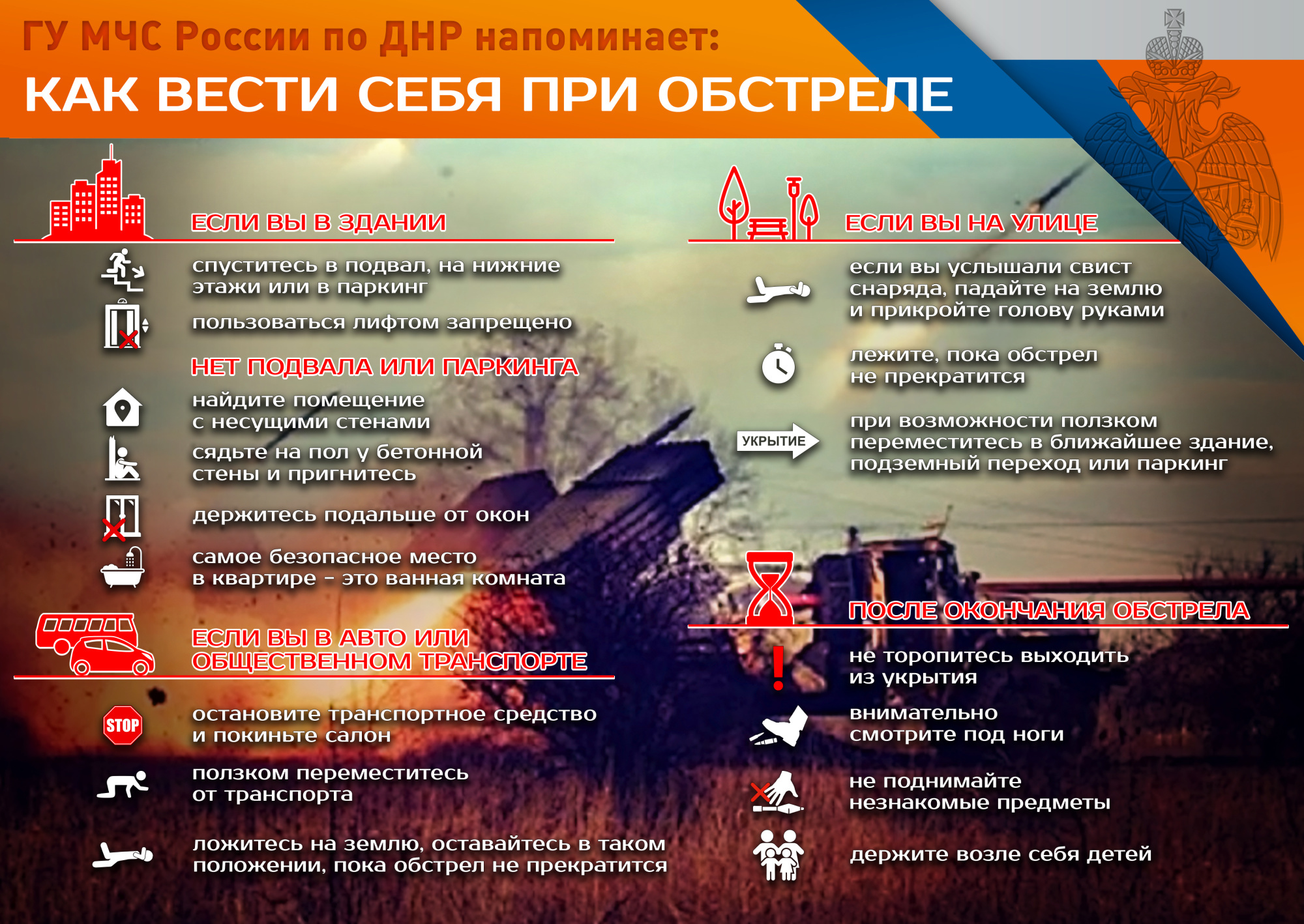 Правила поведения при обстреле.